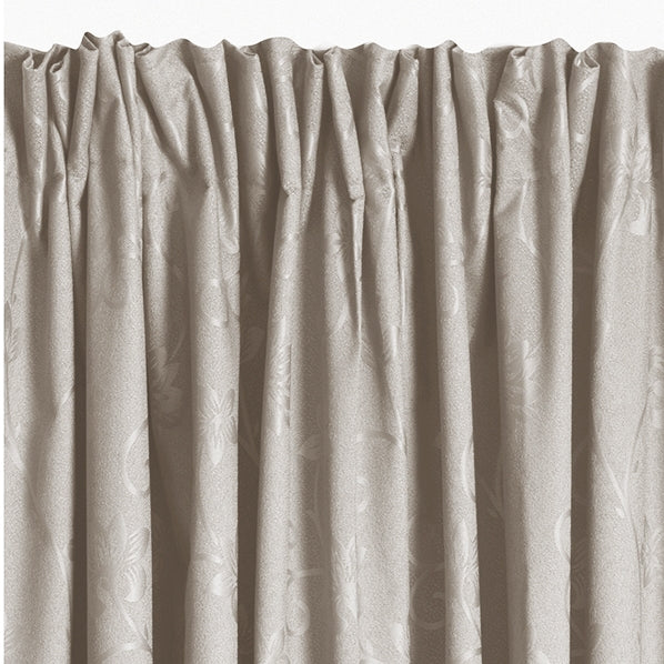 Scroll Pencil Pleat Curtain, 205cm Drop - Ivory