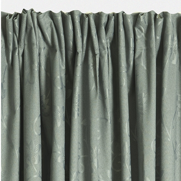 Scroll Pencil Pleat Curtain, 205cm Drop - Sage