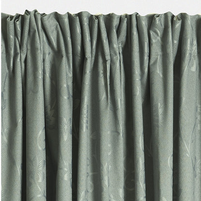 Scroll Pencil Pleat Curtain, 205cm Drop - Sage
