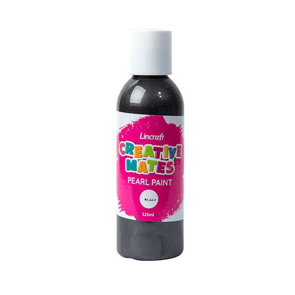 Creative Mates Pearl Acrylic Paint, Black- 125ml