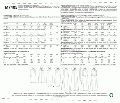 McCall's Pattern M7405 (4-6-8-10-12-14)