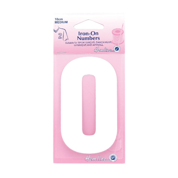 Hemline Iron On Numeral, White 0- 10cm