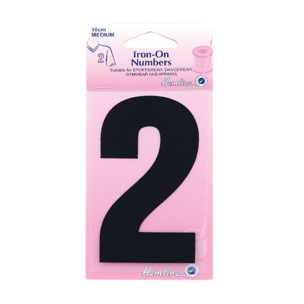 Hemline Iron On Numeral, Black 2- 10cm