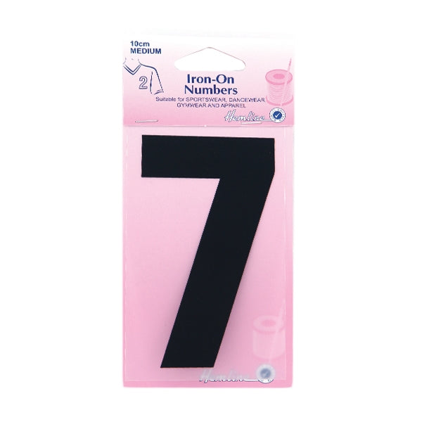 Hemline Iron On Numeral, Black 7- 10cm