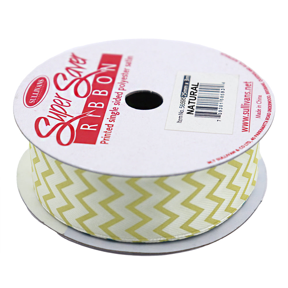 Sullivans Ribbon Satin, Natural- 25 mm