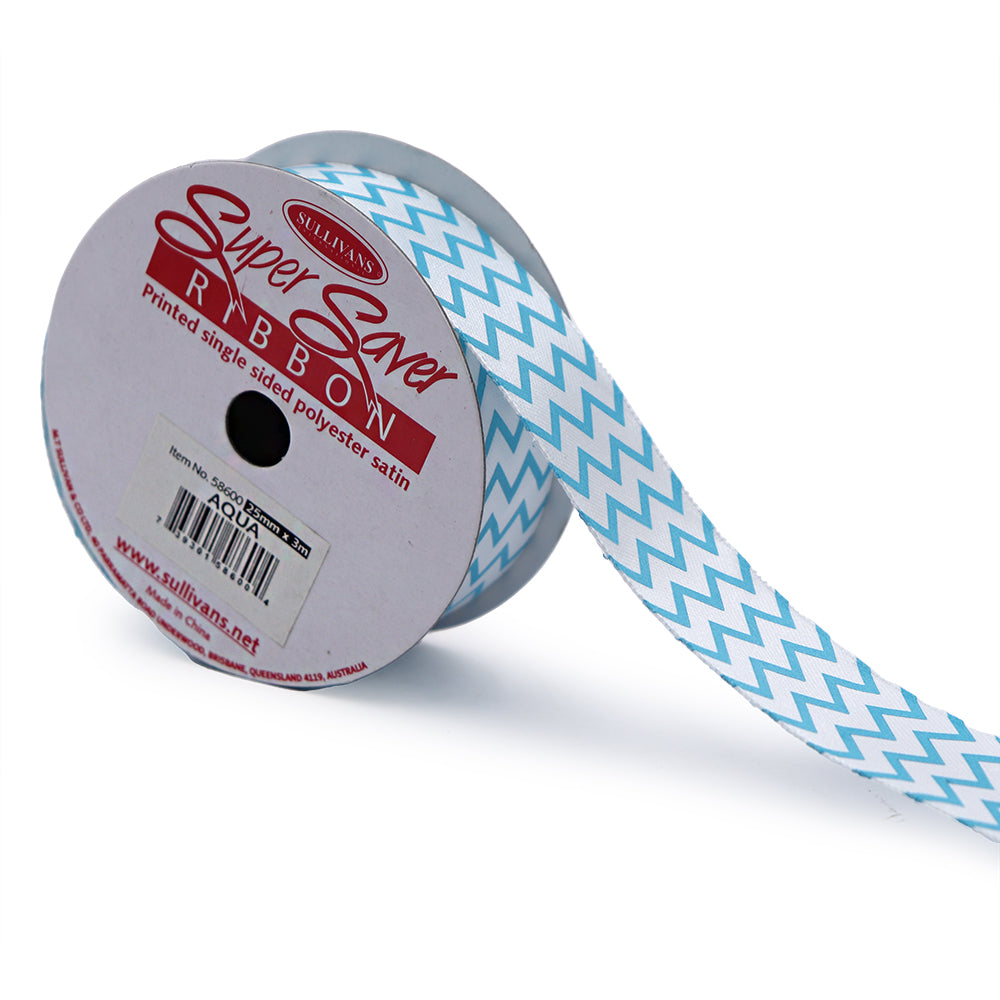 Sullivans Ribbon Satin, Aqua- 25mm