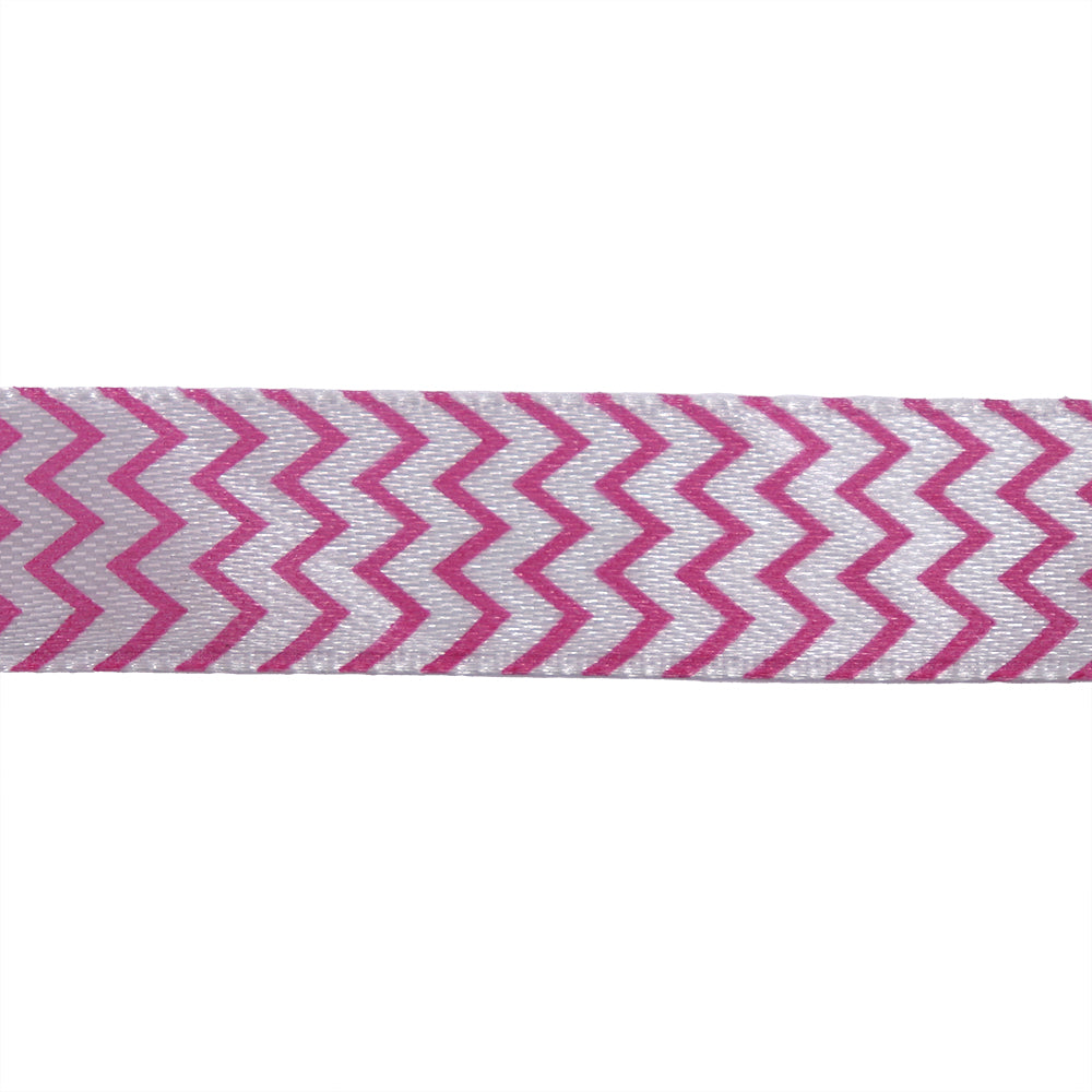 Sullivans Satin Ribbon, Chevron Hot Pink- 15mm