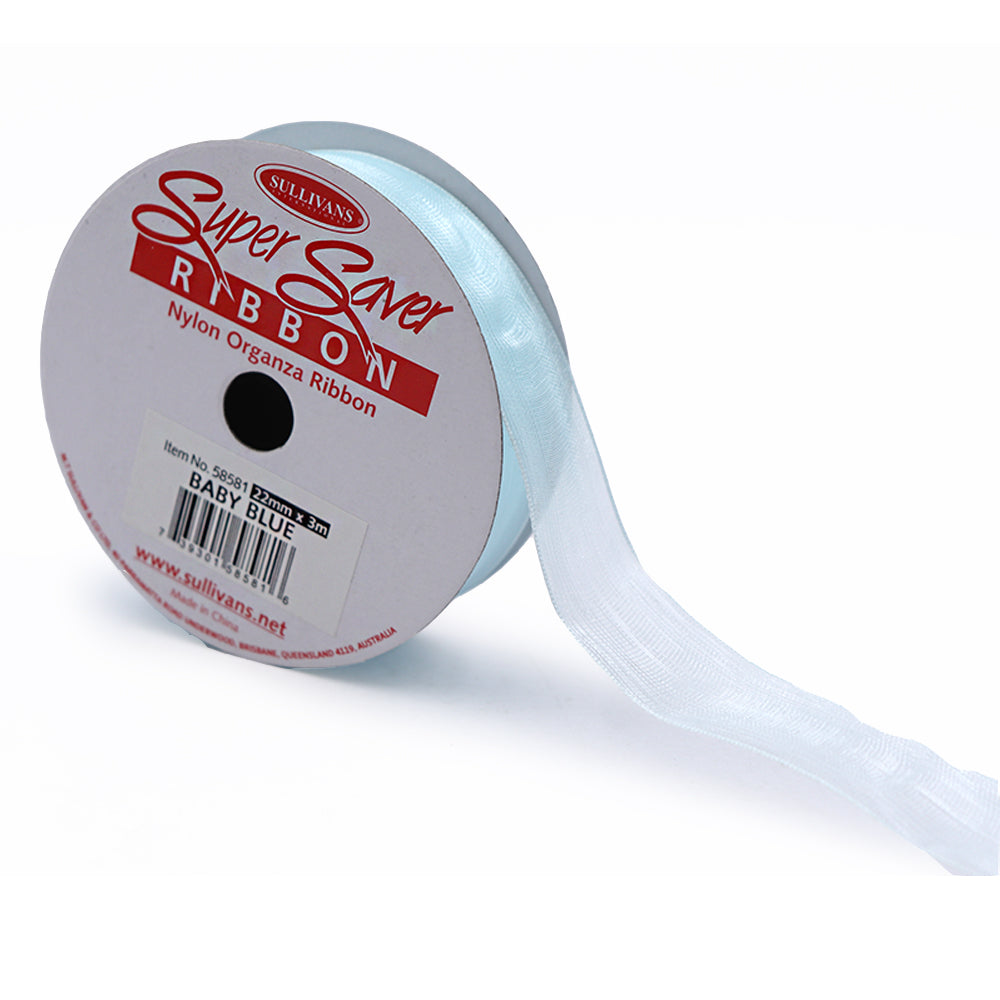 Sullivans Ribbon Organza, Baby Blue- 22 mm