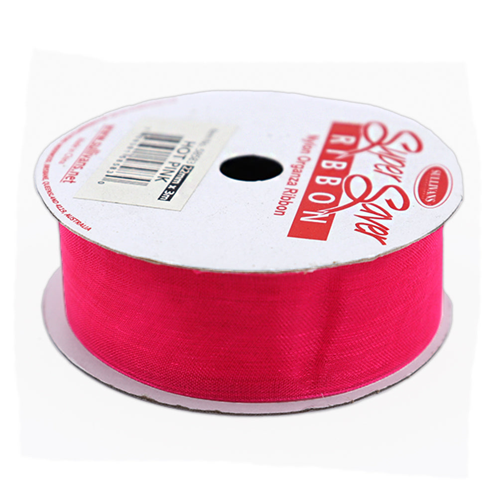 Sullivans Ribbon Organza, Hot Pink- 22 mm