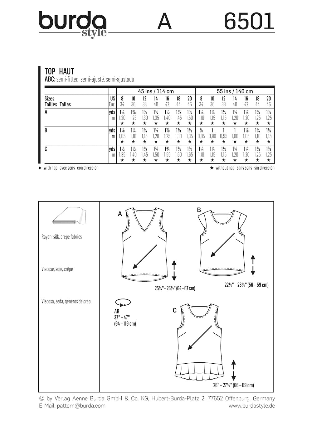 Burda Pattern 6501 (8-20)