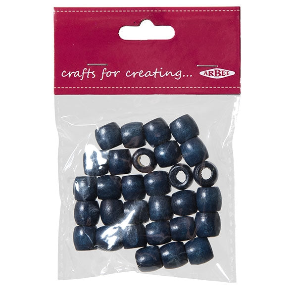 Arbee Wood Beads, Barrel 12mm Blue- 30pc