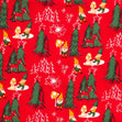 Christmas Craft Fabric, Trees Red- Width 112cm