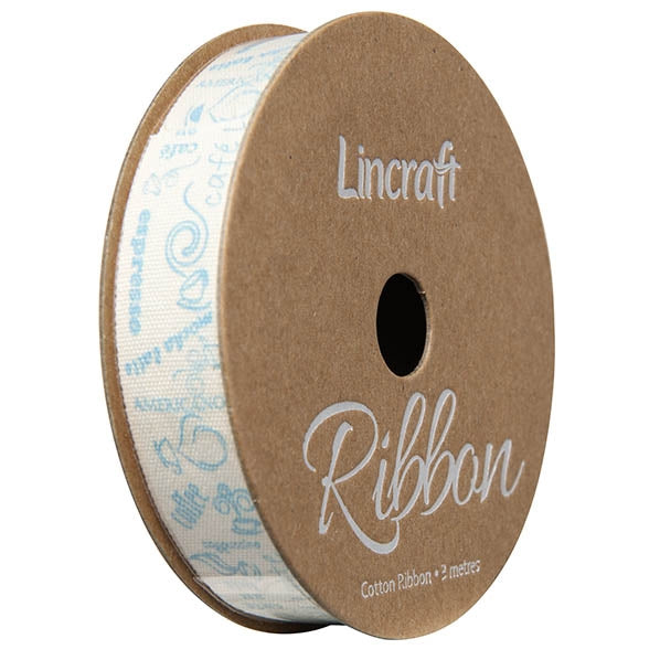 Cotton Ribbon, Coffee Sky- 15mm x 3m