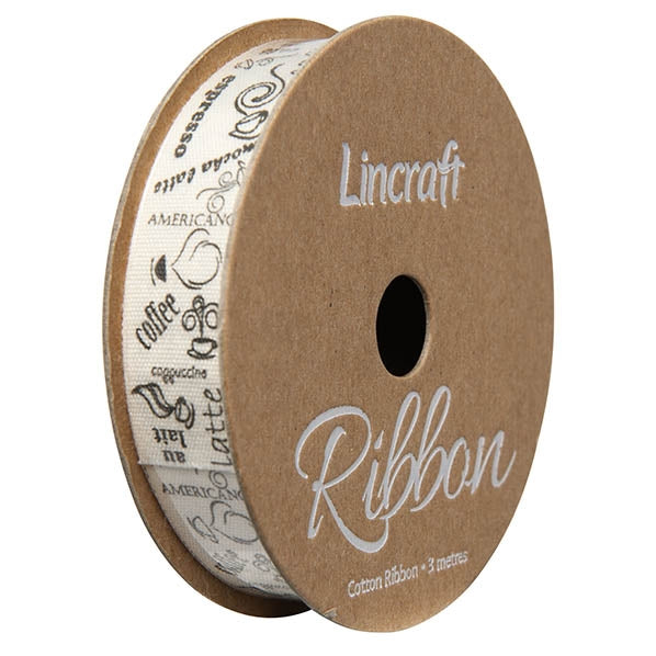 Cotton Ribbon, Coffee Black- 15mm x 3m