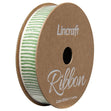 Cotton Ribbon, Lines Forest Green- 15mm x 3m