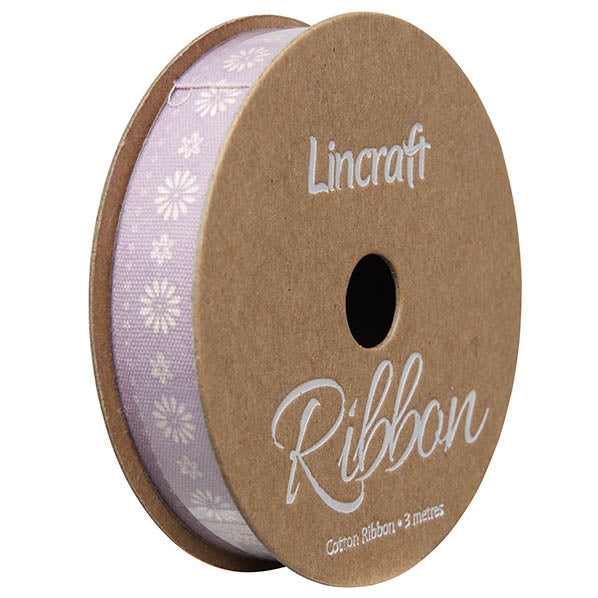 Cotton Ribbon, Daisy Plum- 15mm x 3m