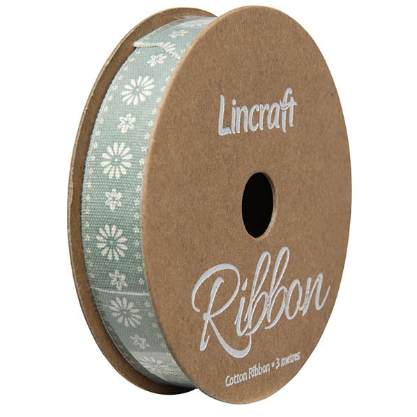 Cotton Ribbon, Daisy Ocean- 15mm x 3m