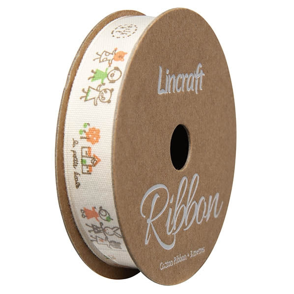 Cotton Ribbon, Family Natural Orange- 15mm x 3m