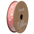 Cotton Ribbon, Flower Dusty Pink- 15mm x 3m