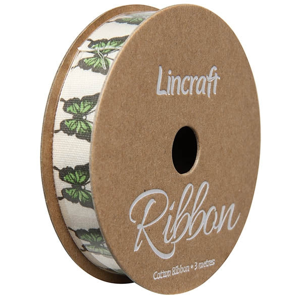 Cotton Ribbon, Butterfly Green- 15mm x 3m