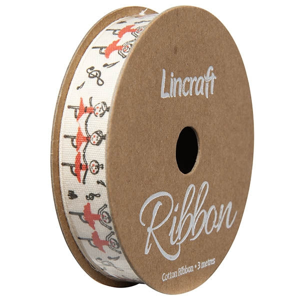 Cotton Ribbon, Dance Red- 15mm x 3m