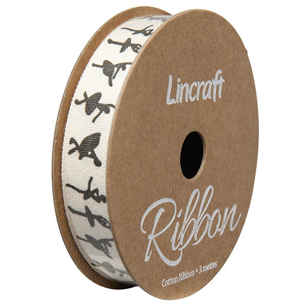 Cotton Ribbon, Dancer Black- 15mm x 3m