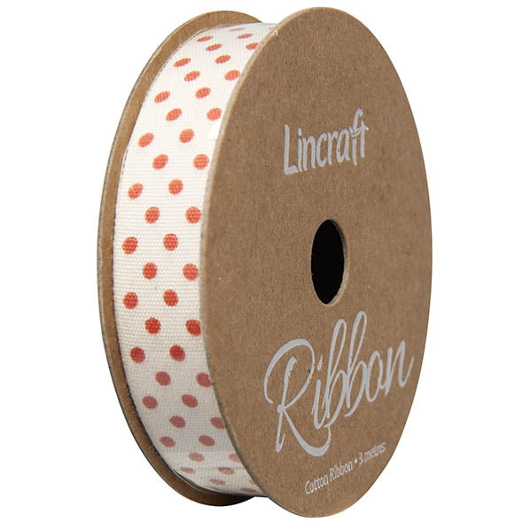 Cotton Ribbon, Dots Sunset- 15mm x 3m