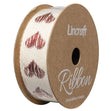 Cotton Ribbon, Heart Red- 25mm x 3m