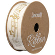 Cotton Ribbon, Notes Gold- 25mm x 3m