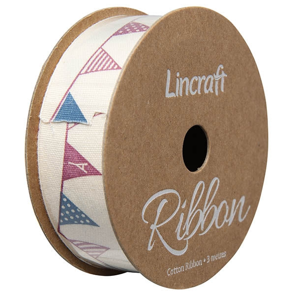 Cotton Ribbon, Bunting Red Blue- 25mm x 3m