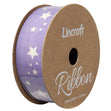 Cotton Ribbon, Stars Baby Purple- 25mm x 3m