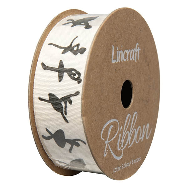 Cotton Ribbon, Dancer Black- 25mm x 3m