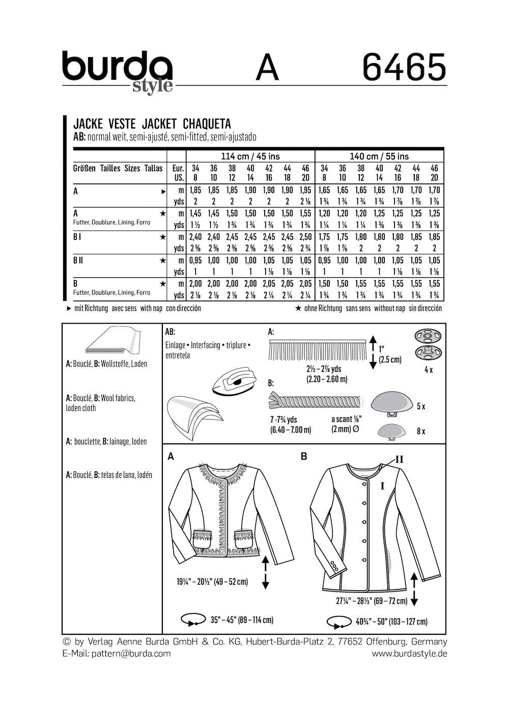 Burda Pattern 6465 (8-20)