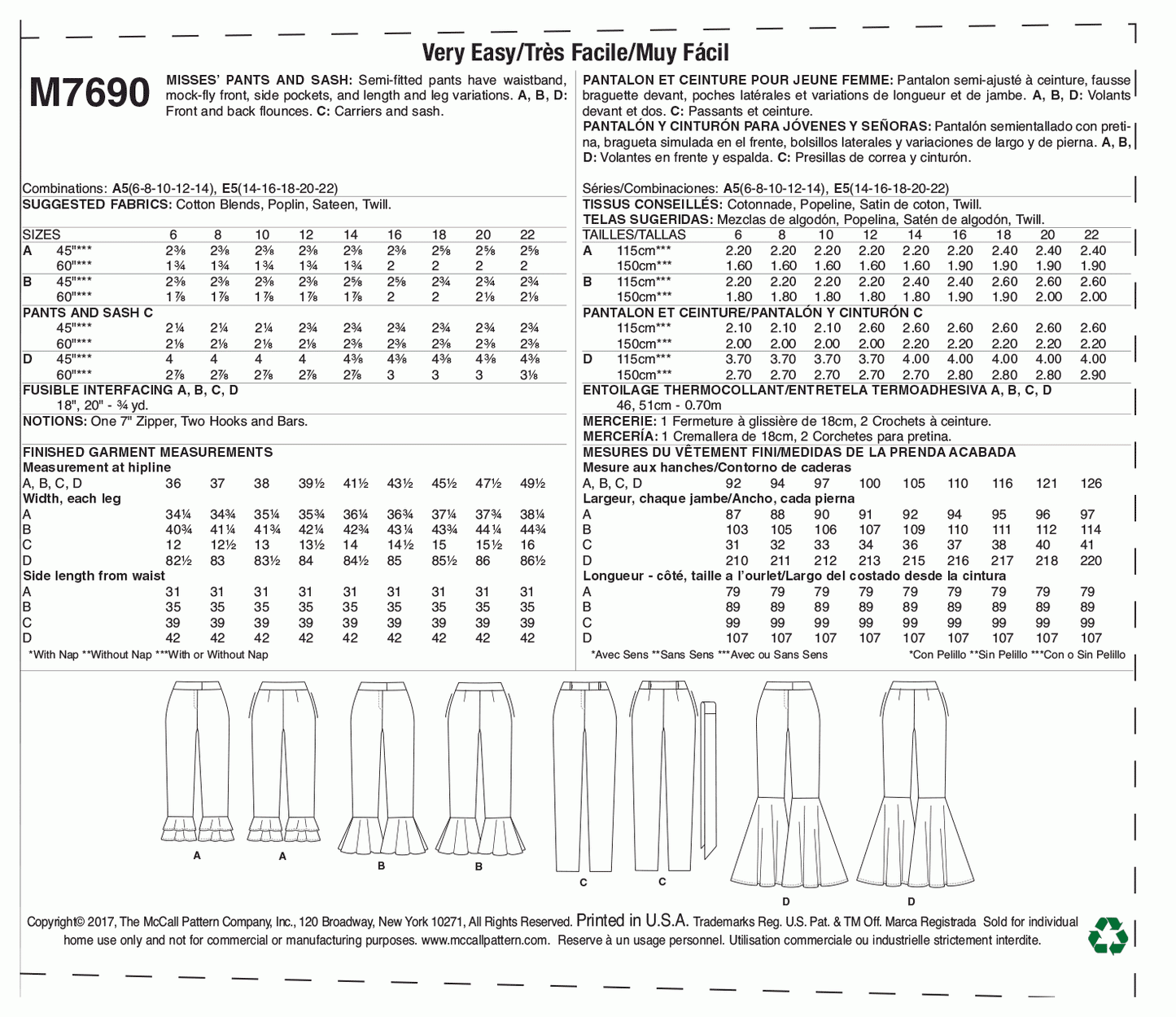 McCall's Pattern M7690 A5 (6-8-10-12-14)