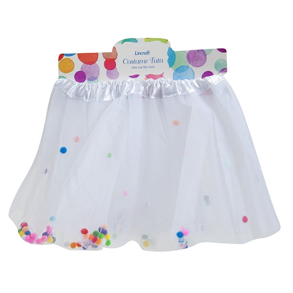 Tutu with Pom Poms, White