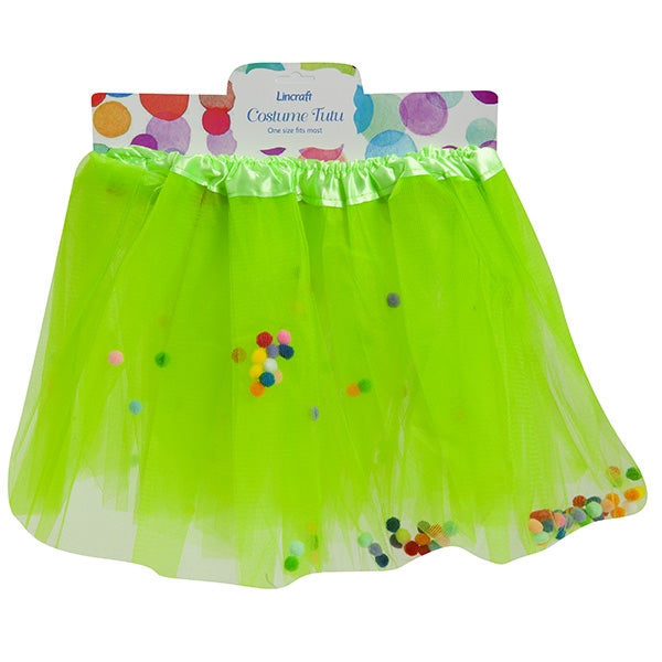 Tutu with Pom Poms, Neon Green