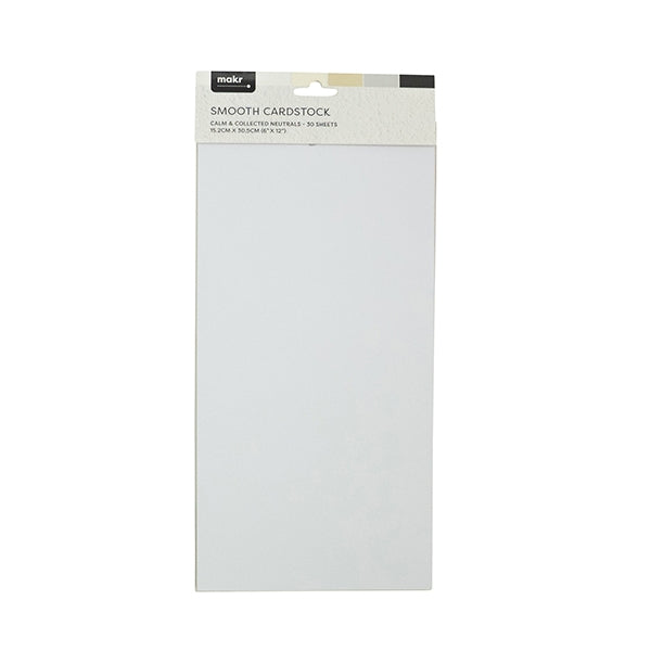 Makr 6 x 12 inch Smooth Cardstock, Calm & Collected Neutrals- 30pk