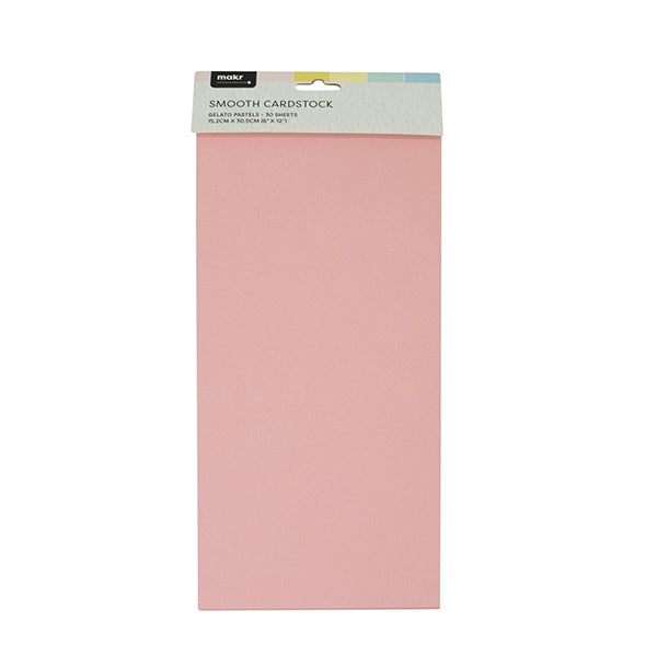 Makr 6x12 inch Smooth Cardstock, Gelato Pastels- 30pk