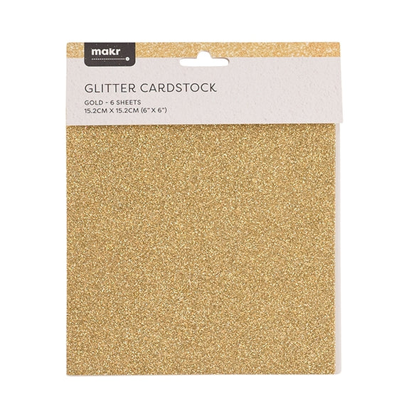 Makr 6x6 inch Glitter Cardstock, Black- 6pk – Lincraft