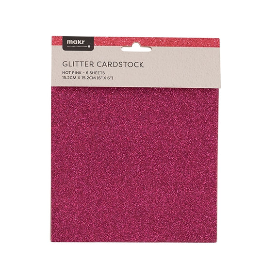 Makr 6x6 inch Glitter Cardstock, Hot Pink- 6pk – Lincraft