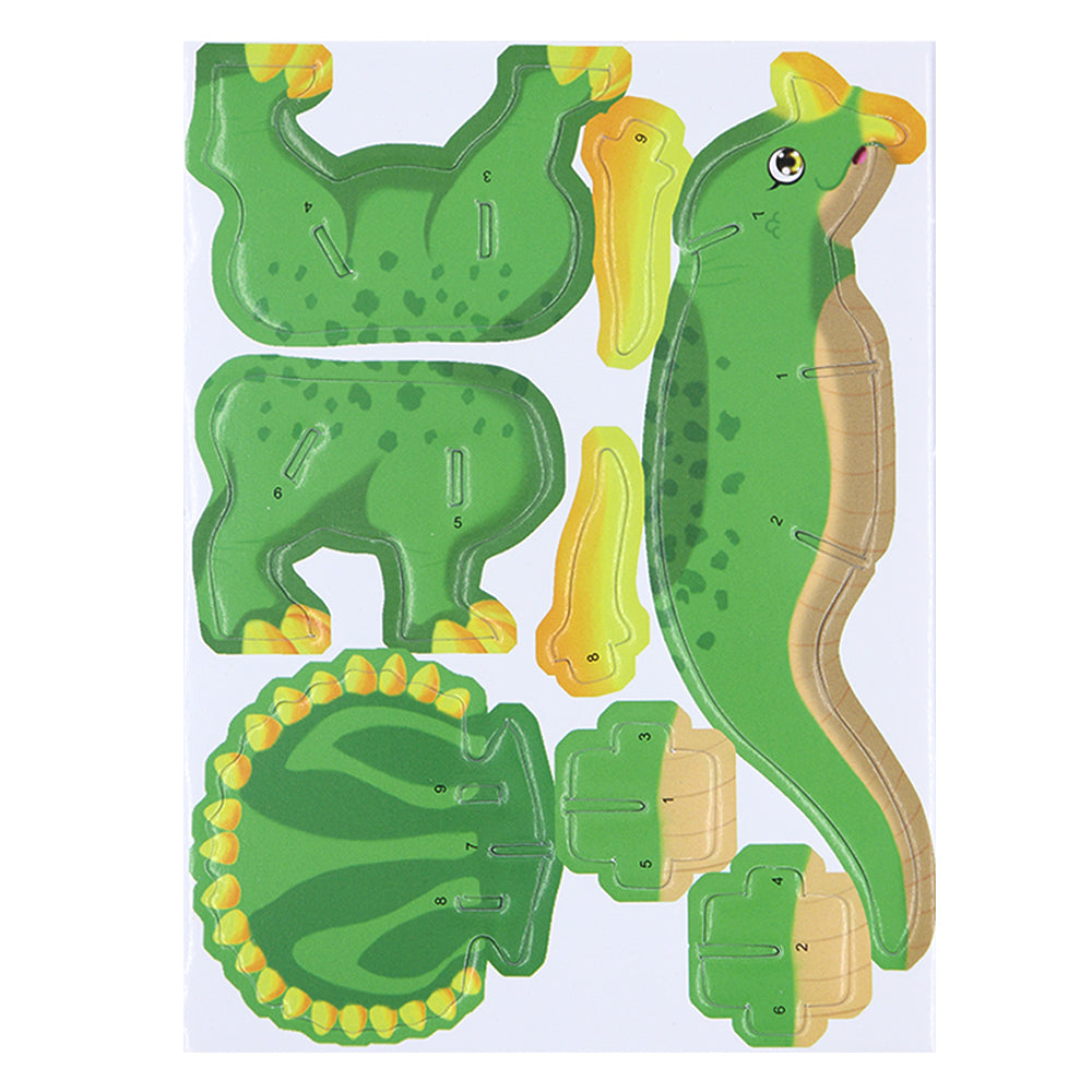 DIY Mini 3D Dinosaur Puzzle, Green Triceratops