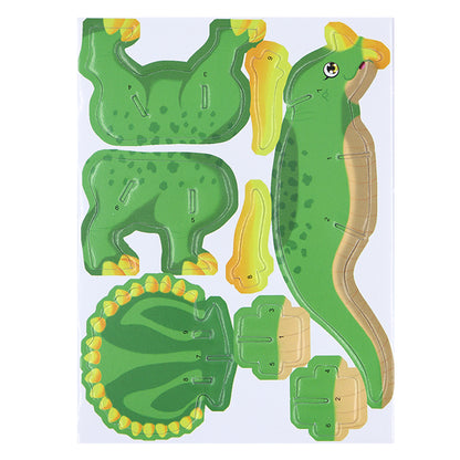 DIY Mini 3D Dinosaur Puzzle, Green Triceratops