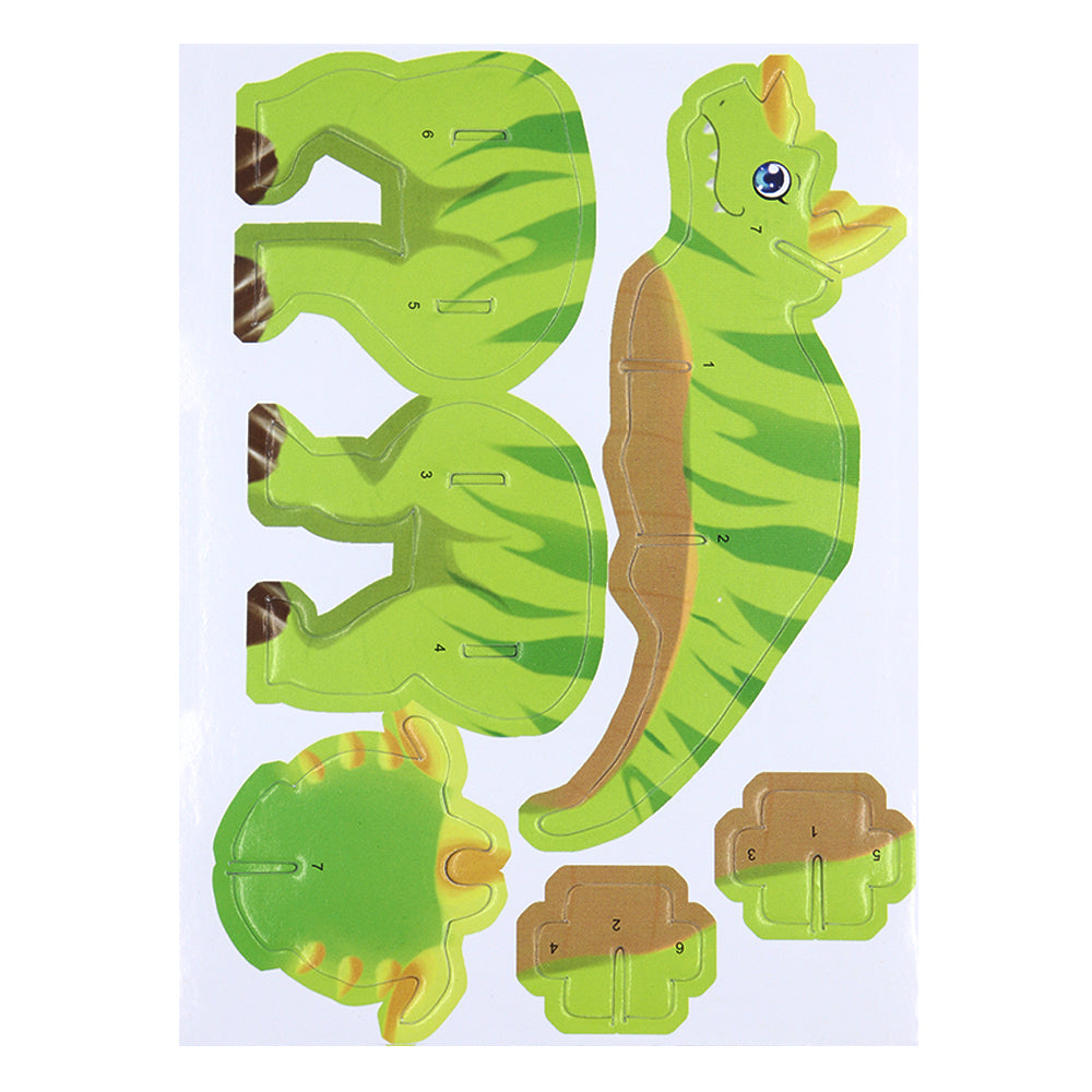 DIY Mini 3D Dinosaur Puzzle, Green Stegosaurus