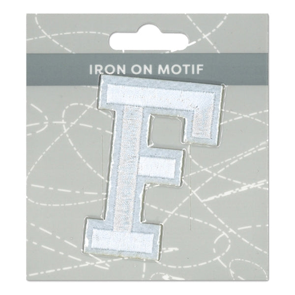 Sullivans Iron On Motif, White F- 75mm