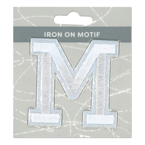 Sullivans Iron On Motif, White M- 75mm