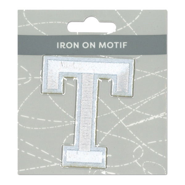 Sullivans Iron On Motif, White T- 75mm