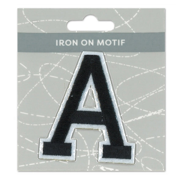 Sullivans Iron On Motif, Black A- 75mm