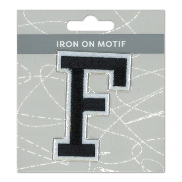 Sullivans Iron On Motif, Black F- 75mm