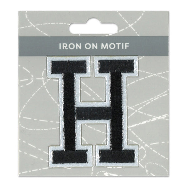 Sullivans Iron On Motif, Black H- 75mm