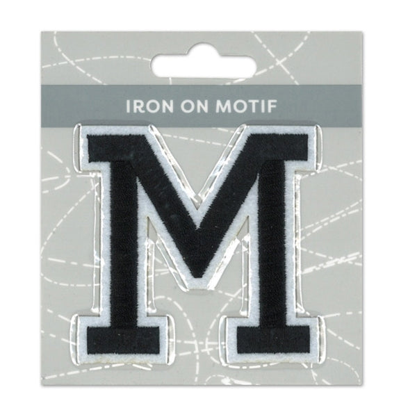 Sullivans Iron On Motif, Black M- 75mm